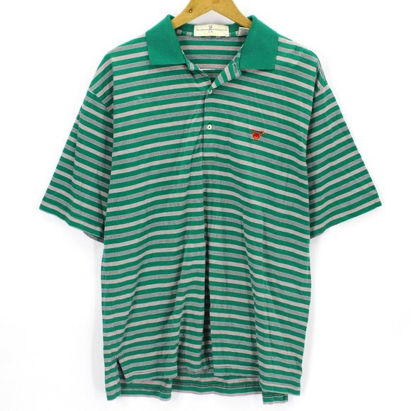 Fairway Greene Large Men's Golf Polo Stripe Shirt Green White Short Sleeve Large - Picture 1 of 8